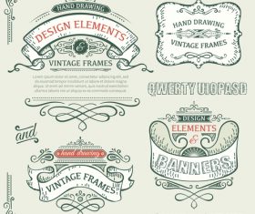 Vintage ribbon labels design vectors 02