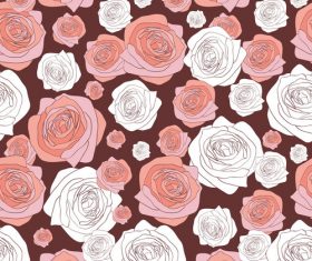 Vintage rose lines seamless pattern vector
