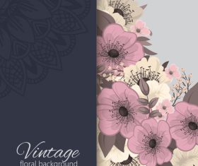 Vintage with retro flower card vector tmeplate 02