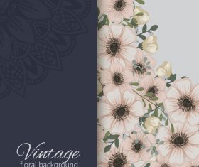 Vintage with retro flower card vector tmeplate 03