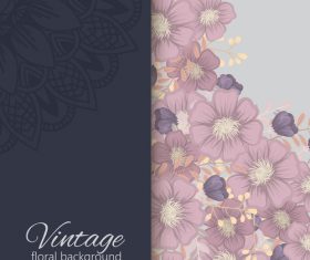 Vintage with retro flower card vector tmeplate 04