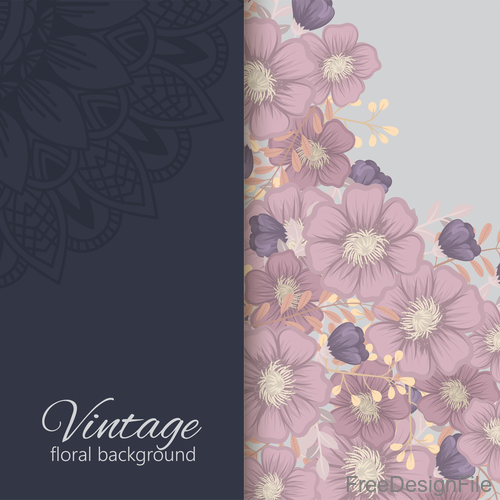 Vintage with retro flower card vector tmeplate 04
