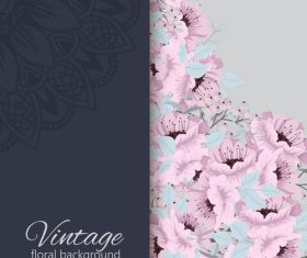 Vintage with retro flower card vector tmeplate 05