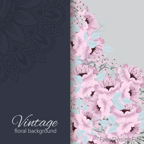 Vintage with retro flower card vector tmeplate 05