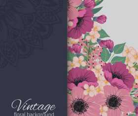 Vintage with retro flower card vector tmeplate 06
