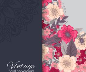 Vintage with retro flower card vector tmeplate 07