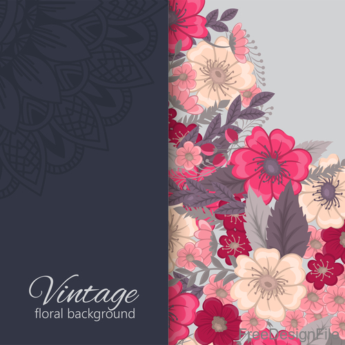 Vintage with retro flower card vector tmeplate 07