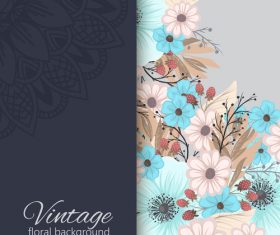 Vintage with retro flower card vector tmeplate 08