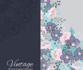 Vintage with retro flower card vector tmeplate 09