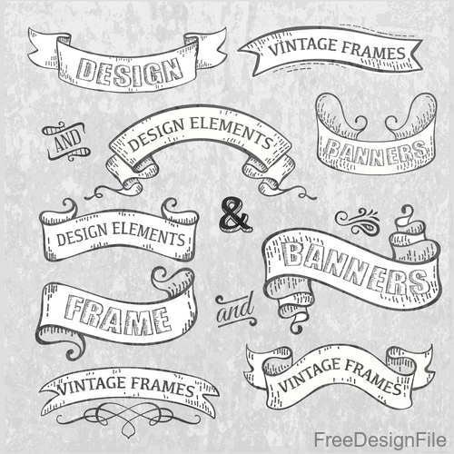 Vintage with retro ribbon banners vector