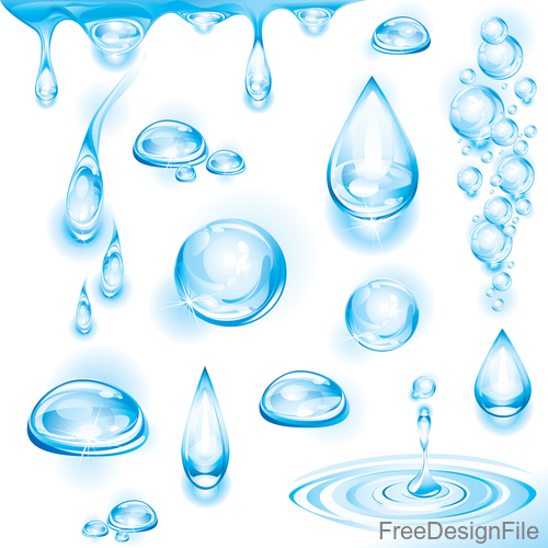 Water drops with splashes illustration vector