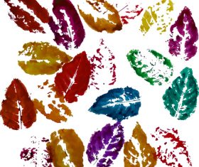 Watercolor leaves design vector set