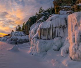 Winter dusk scenery Stock Photo