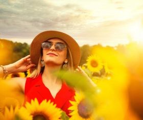 Woman wearing straw hat Stock Photo 04