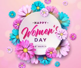 Women day with flower background vector material