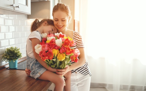 Womens Day flowers for mom Stock Photo