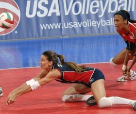 Womens volleyball match Stock Photo 01