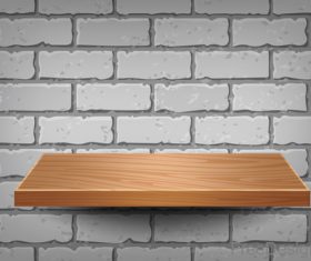 Wooden shelf with wall background vector