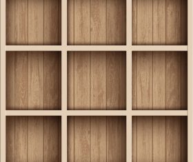 Wooden shelves design vector