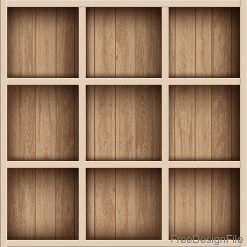 Wooden shelves design vector
