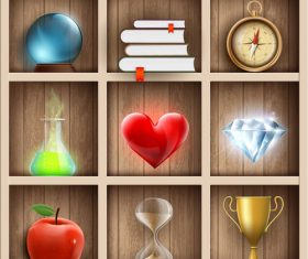 Wooden shelves magic design vector