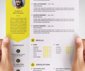 Yellow Styles Clean Resume CV PSD Template