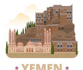 Yemen travel elements design vector