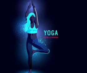 Yoga neon glowing background vector