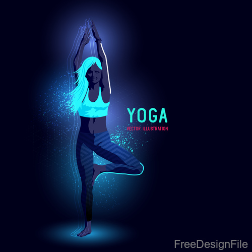 Yoga neon glowing background vector