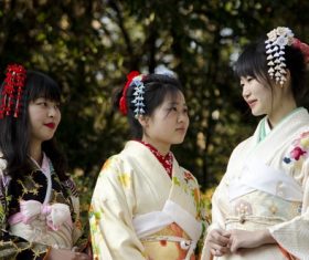 Young Japanese girl wearing kimono Stock Photo 03