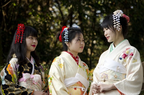 Young Japanese girl wearing kimono Stock Photo 03