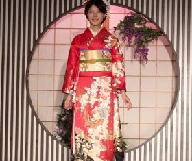 Young Japanese girl wearing kimono Stock Photo 04
