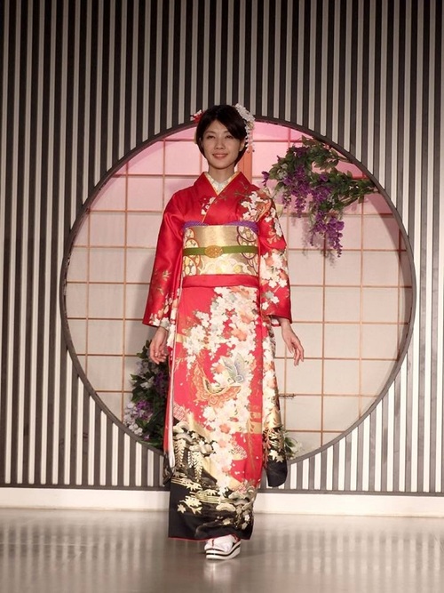 Young Japanese girl wearing kimono Stock Photo 04