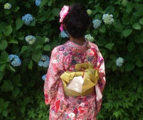 Young Japanese girl wearing kimono Stock Photo 07