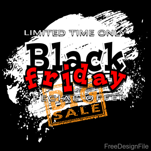 big black friday sale with brush background vector 01