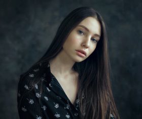 blue eyes women portraitlong Stock Photo