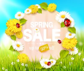 blurred spring sale circle paper vector