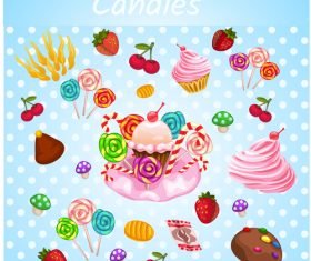 candies with sweet set vector 01