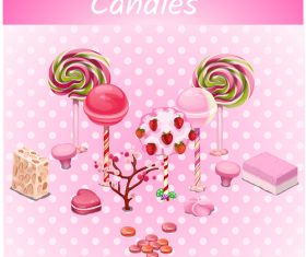 candies with sweet set vector 02