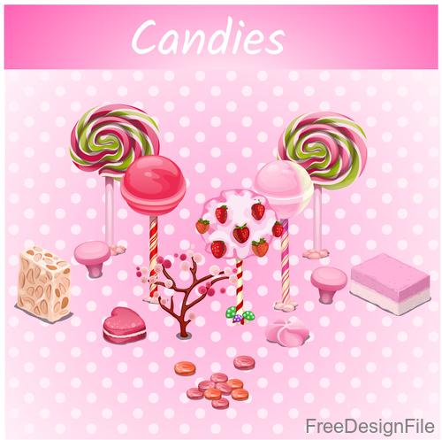 candies with sweet set vector 02