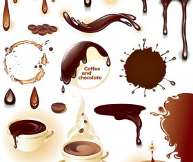 chocolate splashes illustration vector set