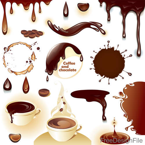 chocolate splashes illustration vector set