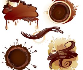 coffee splashes illustration vector set