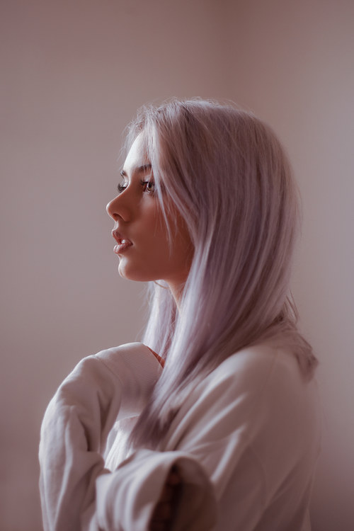 dyed white  hair  women indoors Stock Photo free  download
