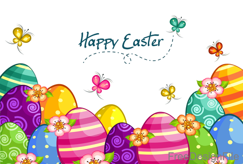 happy easter design with butterfly vector