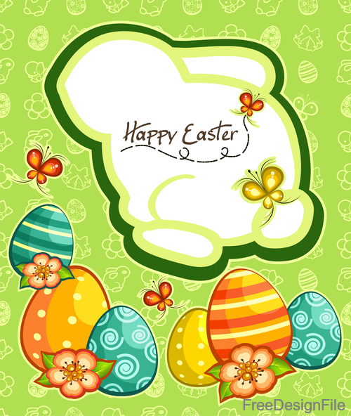 happy easter green card vector