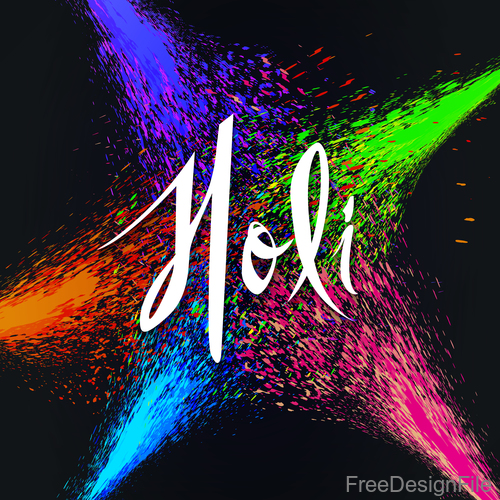 holi festival background with splash paint vector