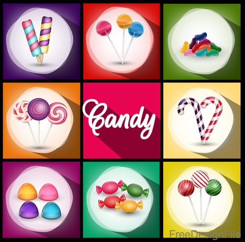 ice cream with candies and lollipop vector background free download