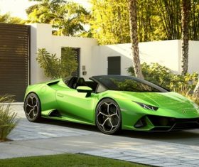 lamborghini huracan evo spider green car Stock Photo