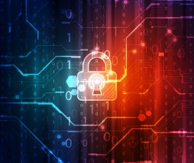 lock with electric technology background vector 01